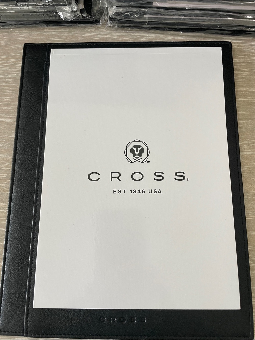 30 Cross Pen Black Leather Padfolio With Cross Branded 24 Page Note Pads